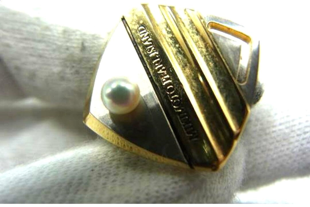 MIKIMOTO Pearl Cufflinks Gold Silver Tone Akoya Pearl 3mm Mens 0.6x0.6in Japan