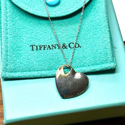 Tiffany & Co. Open Heart Pendant Necklace Sterling Silver 925 Chain 16mm