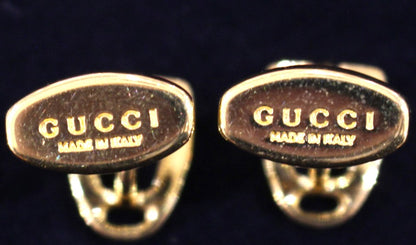 GUCCI Gold Tone Stirrup Cufflinks Mens Suit Accessory Italy Authentic 0.4x0.6in