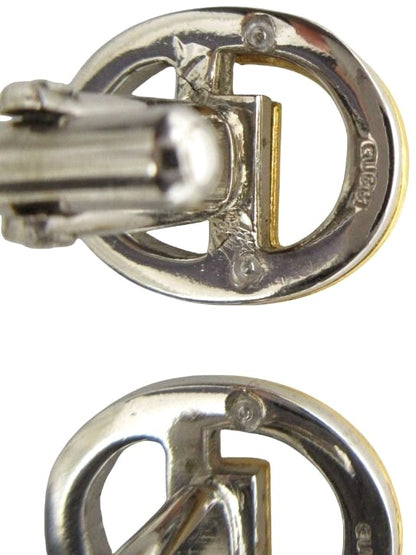 Gucci Interlocking G Cufflinks Gold Silver Tone Two-Tone Men 0.7x0.8in Used