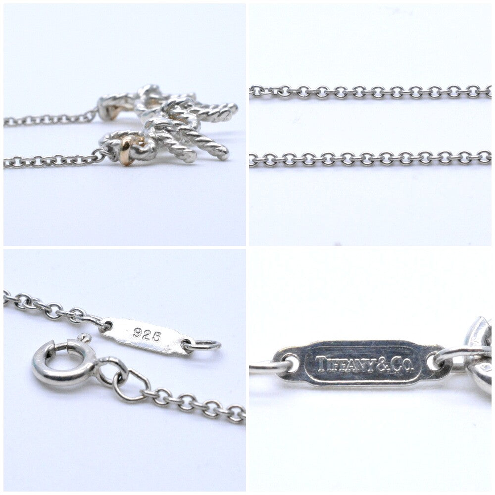 Tiffany & Co Triple Bow Knot Necklace SV925 Silver 18K Gold 44cm 17.3" Auth Used