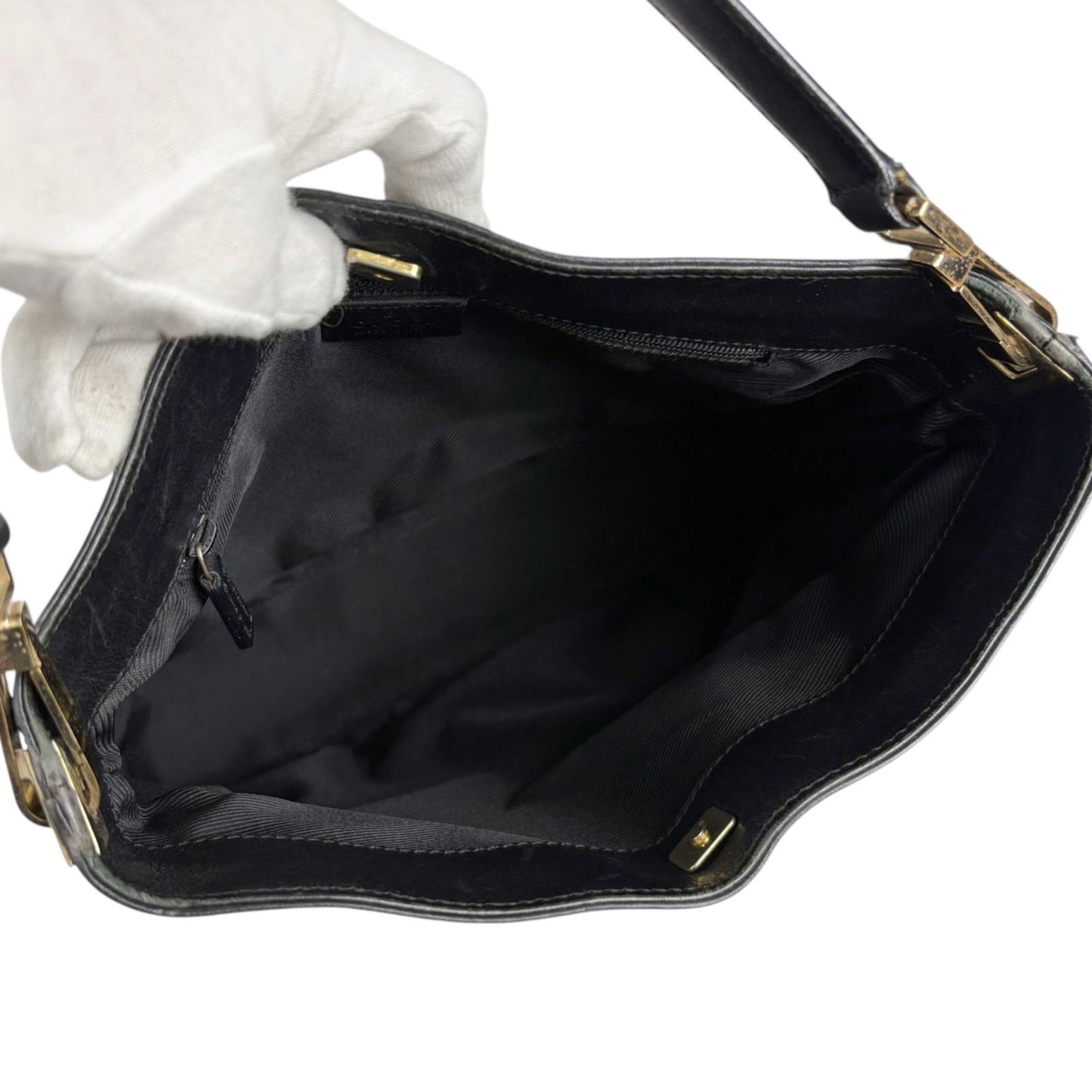 Gucci Auth GG Canvas One Shoulder Hobo Bag Black 27x25cm 10.6x9.8" Strap 46cm