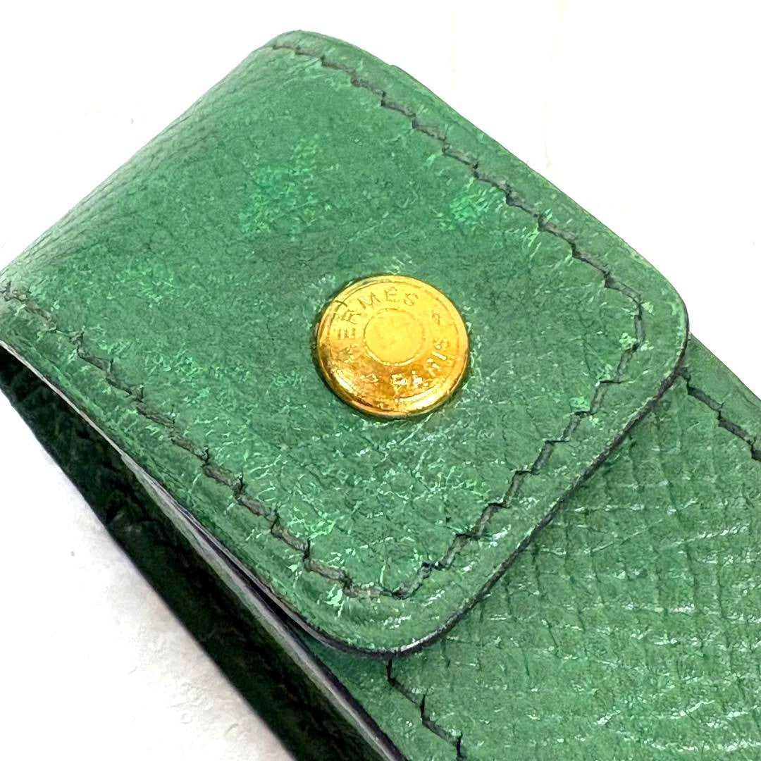 Hermes Authentic Gum Lipstick Multi Leather Green Gold Hardware 9x3x2.5 cm Used