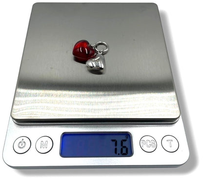 BACCARAT Double Heart Pendant Top Silver 925 Red Crystal Charm Vintage Jewelry