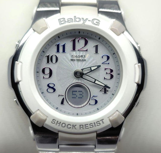 CASIO Baby-G BGA-1100GR Analog Digital Womens Watch White Resin Shock Resist