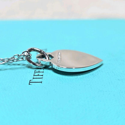 Tiffany & Co Notes Heart Tag Pendant Necklace Sterling Silver 925 SV925 16.5in