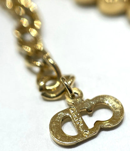 Christian Dior CD Logo Rhinestone Choker Necklace Gold Tone Vintage Authentic