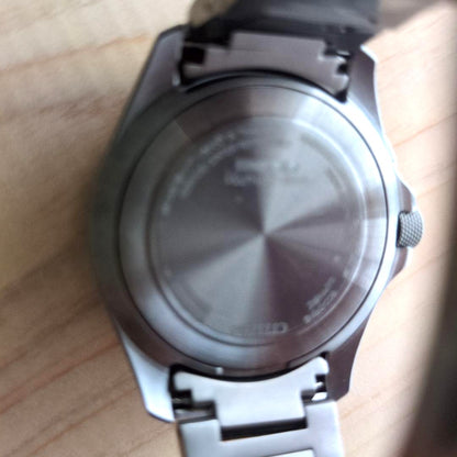 CITIZEN Eco-Drive Titanium Radio Controlled Solar Watch Day-Date Black Dial Used