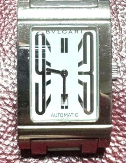 BVLGARI Rettangolo RT45S Automatic Watch Men Stainless Steel White Dial Swiss