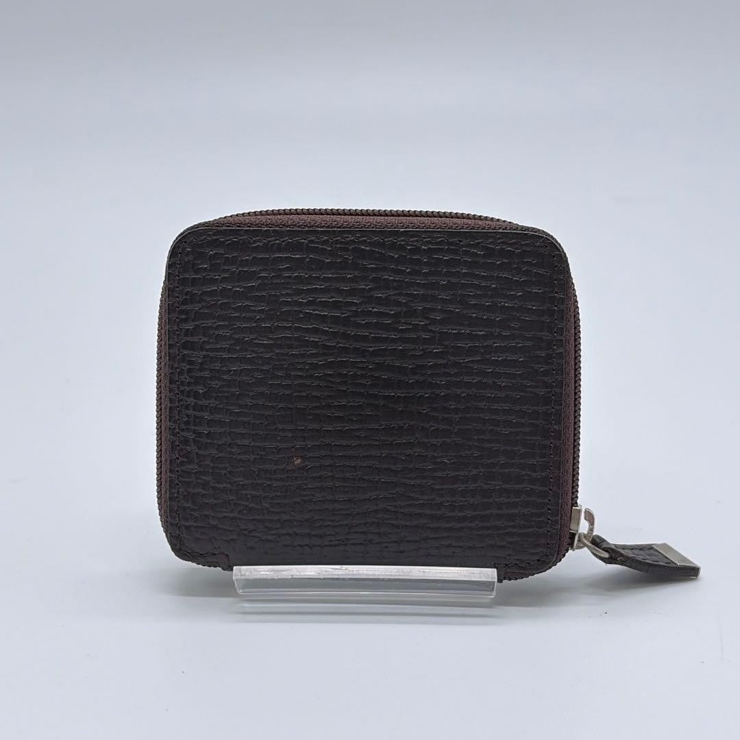 Loewe Dark Brown Leather Zip Around Coin Case 8.5 x 7.5cm 3.3 x 2.9in