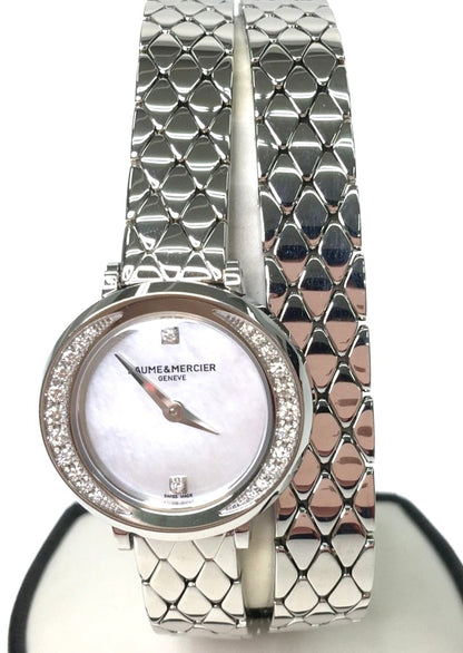 Baume & Mercier Promesse M0A10289 Ladies Watch Diamond Bezel MOP 24mm Swiss Used