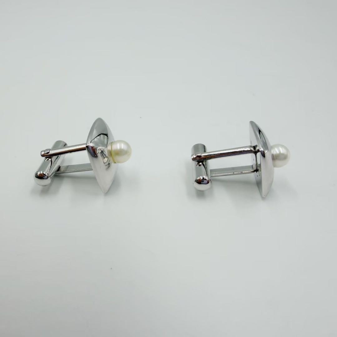 MIKIMOTO Pearl Silver Cufflinks Men Formal Accessories w/ Box Authentic Japan
