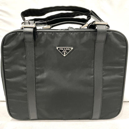 PRADA Nylon Saffiano Briefcase Business Bag Black Triangle Logo 2way Shoulder