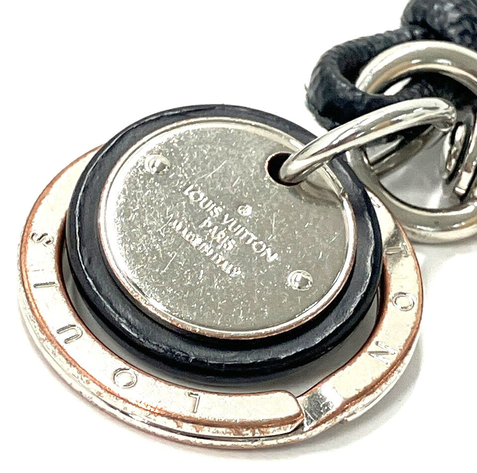Louis Vuitton M67224 Damier Graphite Key Holder Rope Keychain Silver Italy Used