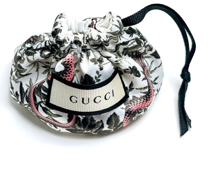 GUCCI Cat Ribbon Bow Pearl Earrings Antique Gold Tone Faux Pearl Stud Authentic