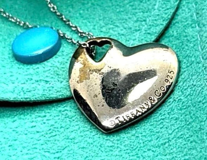 Tiffany & Co. Open Heart Pendant Necklace Sterling Silver 925 Chain 16mm