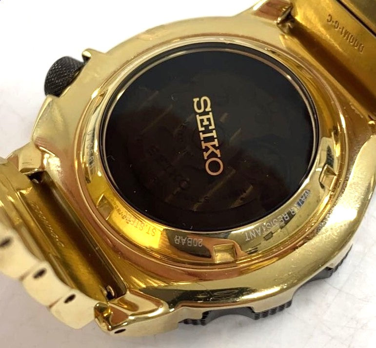 SEIKO Land Monster Automatic Watch Black Gold SS 23 Jewels 20BAR Date Japan Used