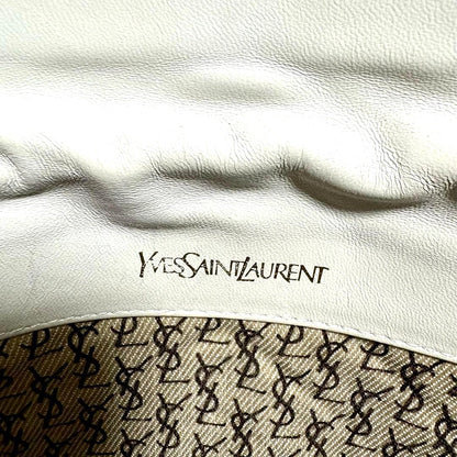 Yves Saint Laurent Clutch Bag Second Bag White Leather Chevron 9.6x6.7in
