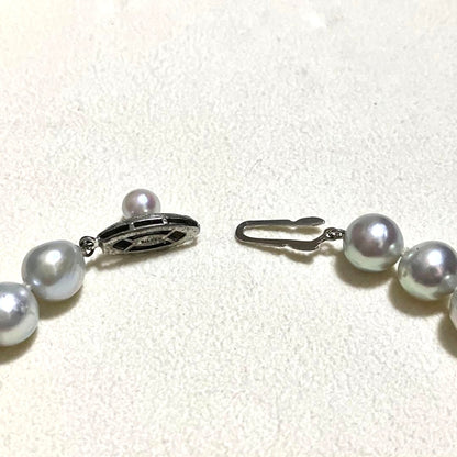 Akoya Pearl Necklace Blue Gray 9.0mm 37cm 14.6in Silver Clasp Certificate Japan