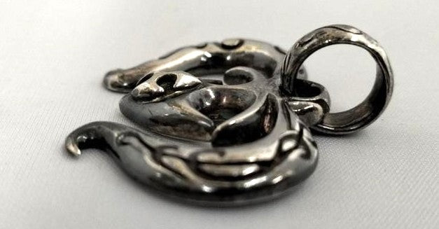 A&G 925 Sterling Silver Tribal Skull Heart Pendant Top Charm Width 4 cm 1.6"