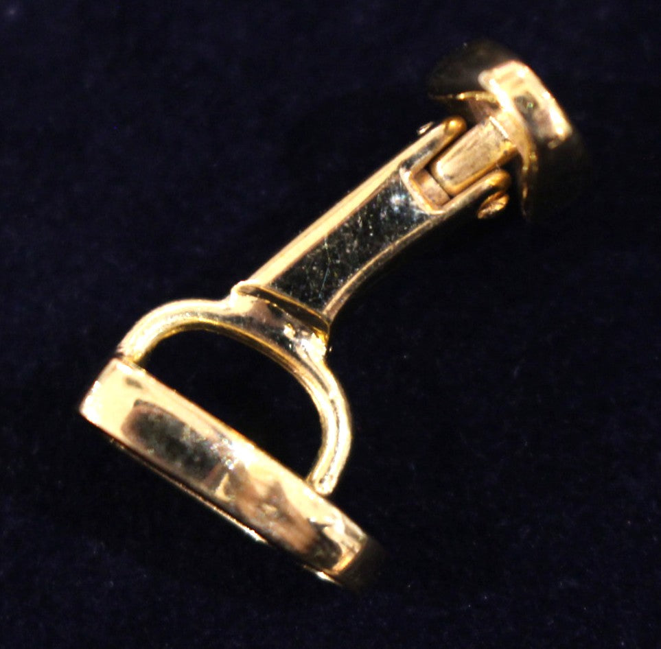 GUCCI Gold Tone Stirrup Cufflinks Mens Suit Accessory Italy Authentic 0.4x0.6in