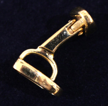GUCCI Gold Tone Stirrup Cufflinks Mens Suit Accessory Italy Authentic 0.4x0.6in