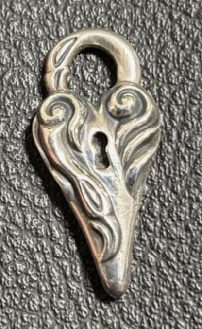 Lone Ones Swan Dive Heart Lock Pendant Charm Silver Used Excellent Authentic