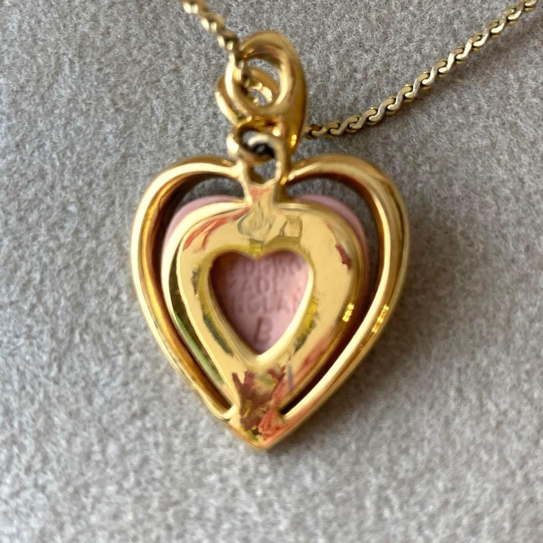 WEDGWOOD Jasperware Heart Pendant Necklace Pink Cupid Angel Gold Tone 45cm 17.7"