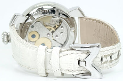 GaGa Milano Manuale 48 Watch White Dial Green Red Numerals Leather Italy Unisex