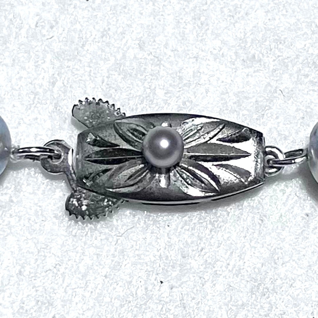 Takashimaya Akoya Pearl Necklace 3-Strand Blue Gray Baroque 8mm 20.9in Japan