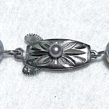 Takashimaya Akoya Pearl Necklace 3-Strand Blue Gray Baroque 8mm 20.9in Japan