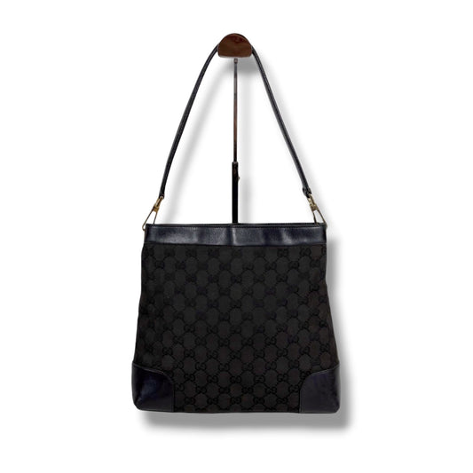 Gucci Auth GG Canvas One Shoulder Hobo Bag Black 27x25cm 10.6x9.8" Strap 46cm