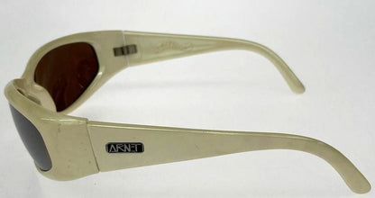 Arnette Catfish Sunglasses Cream Frame Gray Lens Plastic Wraparound Vintage