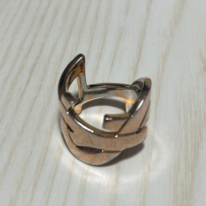Saint Laurent Pink Gold Tone Metal Cassandra Ring Size 8 EU 57