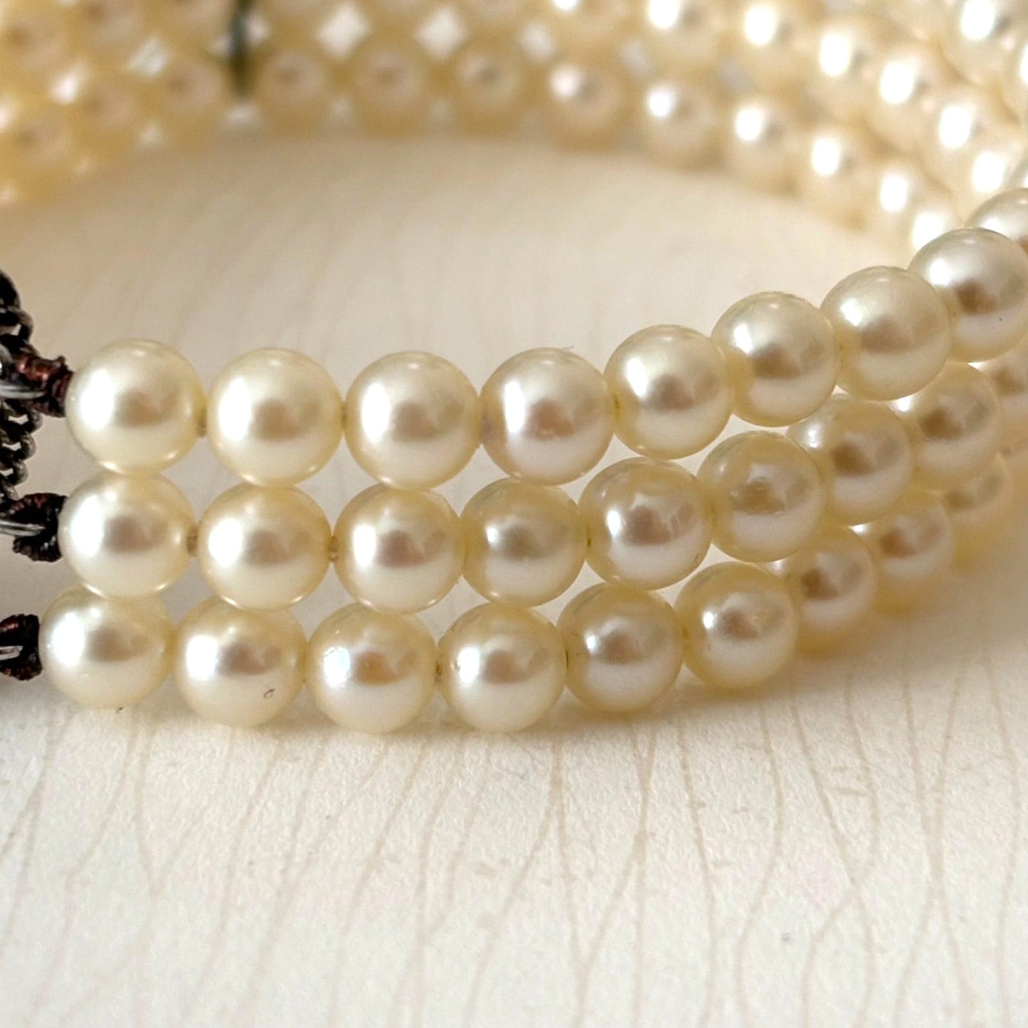 Mikimoto Silver Pearl Bracelet 3-Strand Cream 5.0mm Pearls 16cm(6.3in)