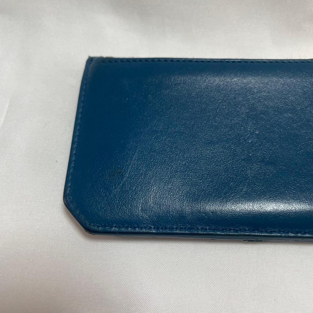 Saint laurent Blue Leather Gold Star Fragment Case Coin Purse 7.5x13cm 2.9x5.1in