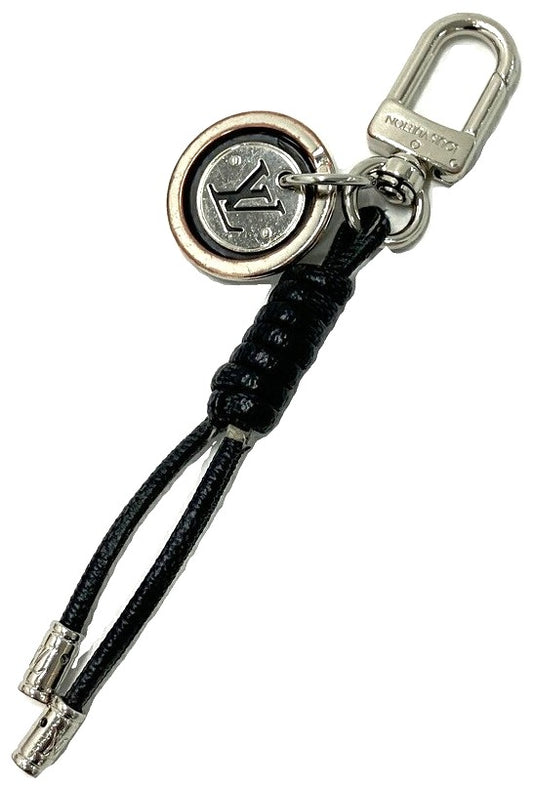 Louis Vuitton M67224 Damier Graphite Key Holder Rope Keychain Silver Italy Used