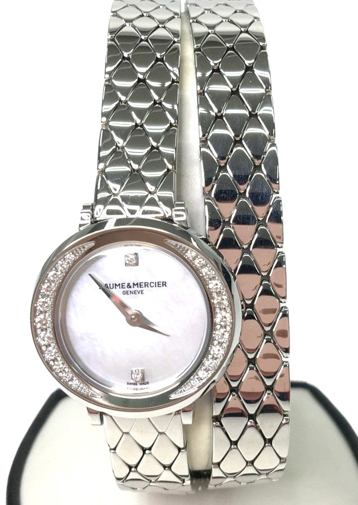 Baume & Mercier Promesse M0A10289 Ladies Watch Diamond Bezel MOP 24mm Swiss Used