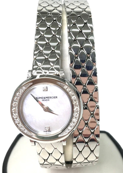 Baume & Mercier Promesse M0A10289 Ladies Watch Diamond Bezel MOP 24mm Swiss Used