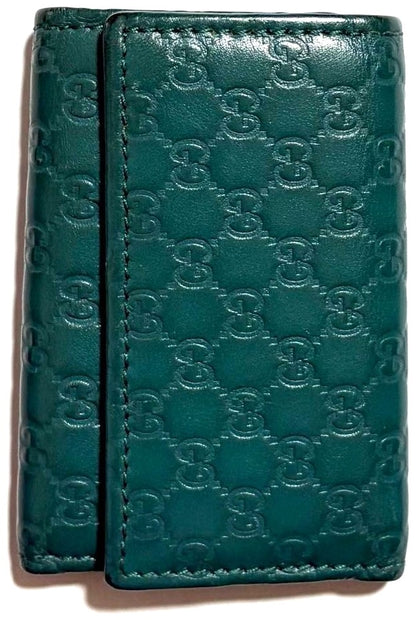 GUCCI Microguccissima GG 6-Hook Key Case Holder Green Leather Italy Authentic