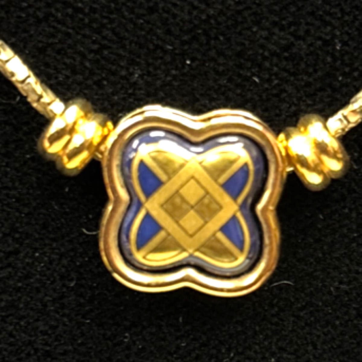 Michaela Frey Wien Clover Pendant Necklace Gold Blue Enamel Vienna FREYWILLE