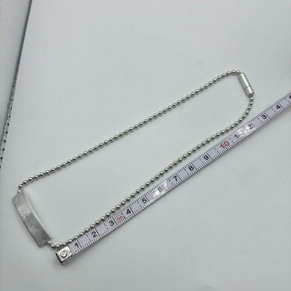 Gucci Silver 925 Logo Plate Ball Chain Choker Necklace Bracelet 33cm 13in