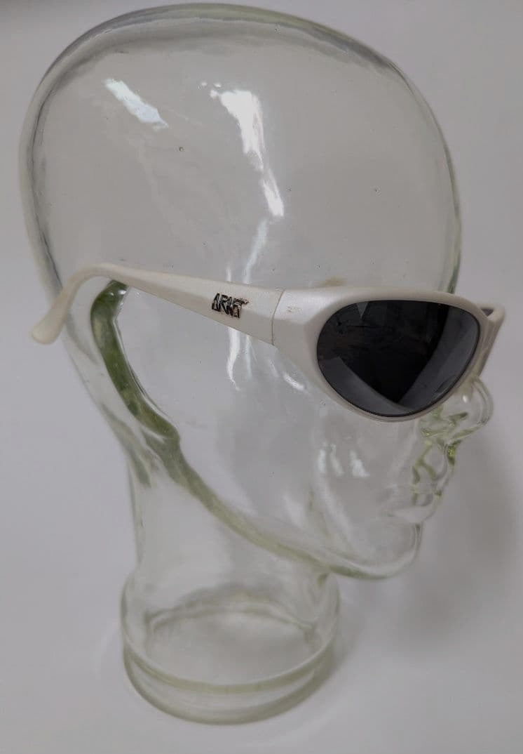 Arnette Raven Vintage Sunglasses White Frame Mirror Lens Old Logo 90s Y2K Wrap