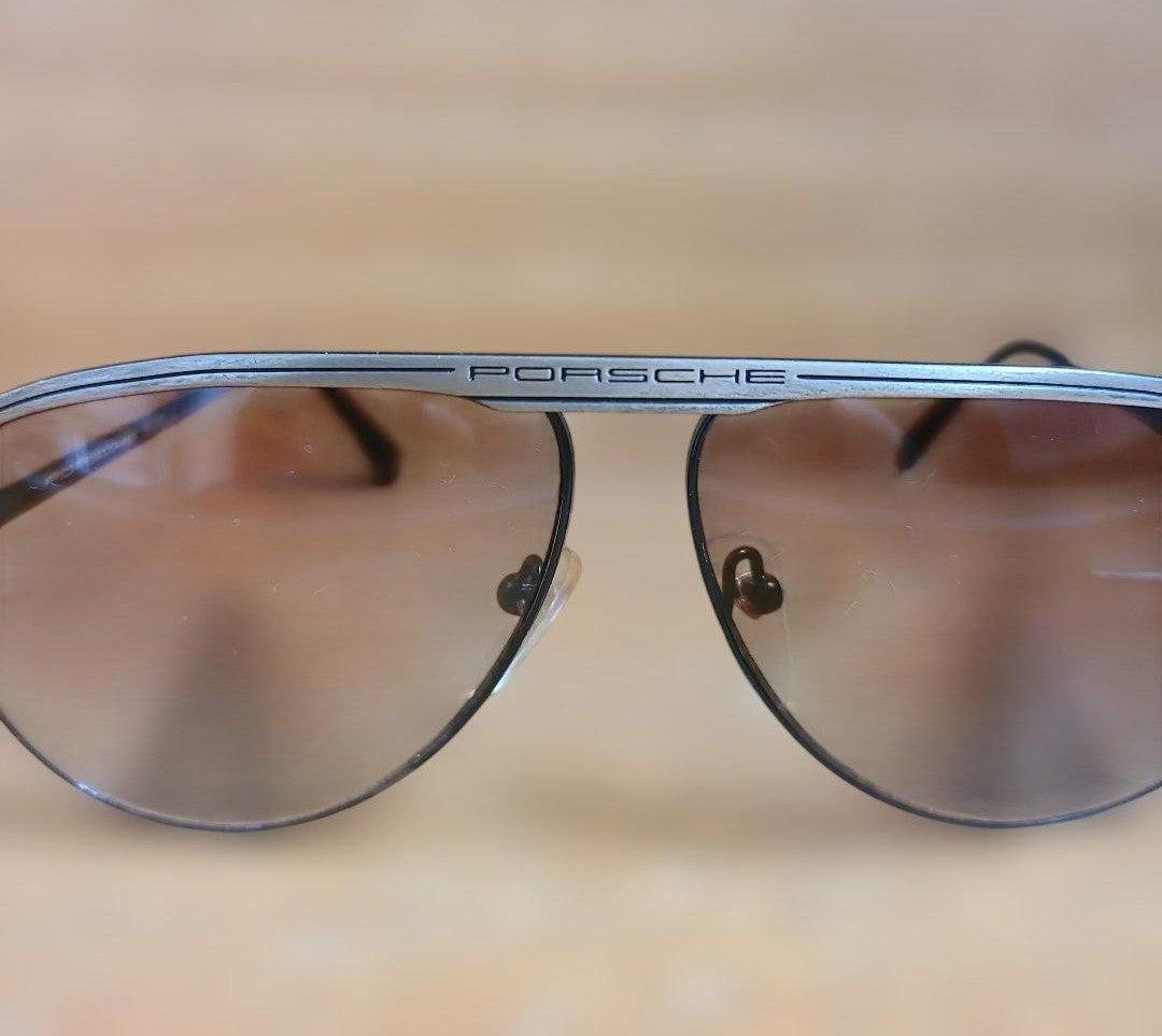 Porsche Design Aviator Sunglasses Gold Frame Brown Gradient Lens Metal Vintage