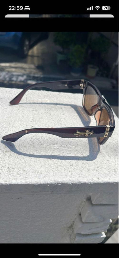 Chrome Hearts Sunglasses Square Tortoise Brown Lens Acetate Authentic Japan