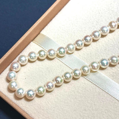 Akoya Pearl Necklace 6.0-6.5mm Cream Strong Luster Silver Clasp 42cm 16.5in