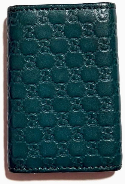 GUCCI Microguccissima GG 6-Hook Key Case Holder Green Leather Italy Authentic