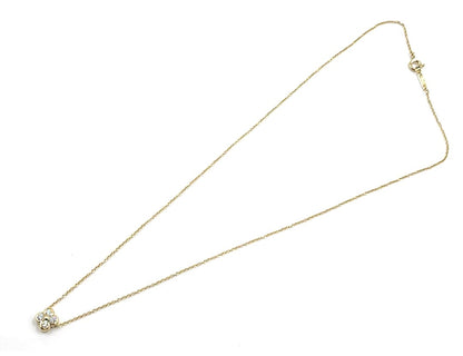 Tiffany & Co. Bezel Set 4P Flower Diamond Necklace 18K Yellow Gold 40.5cm Auth