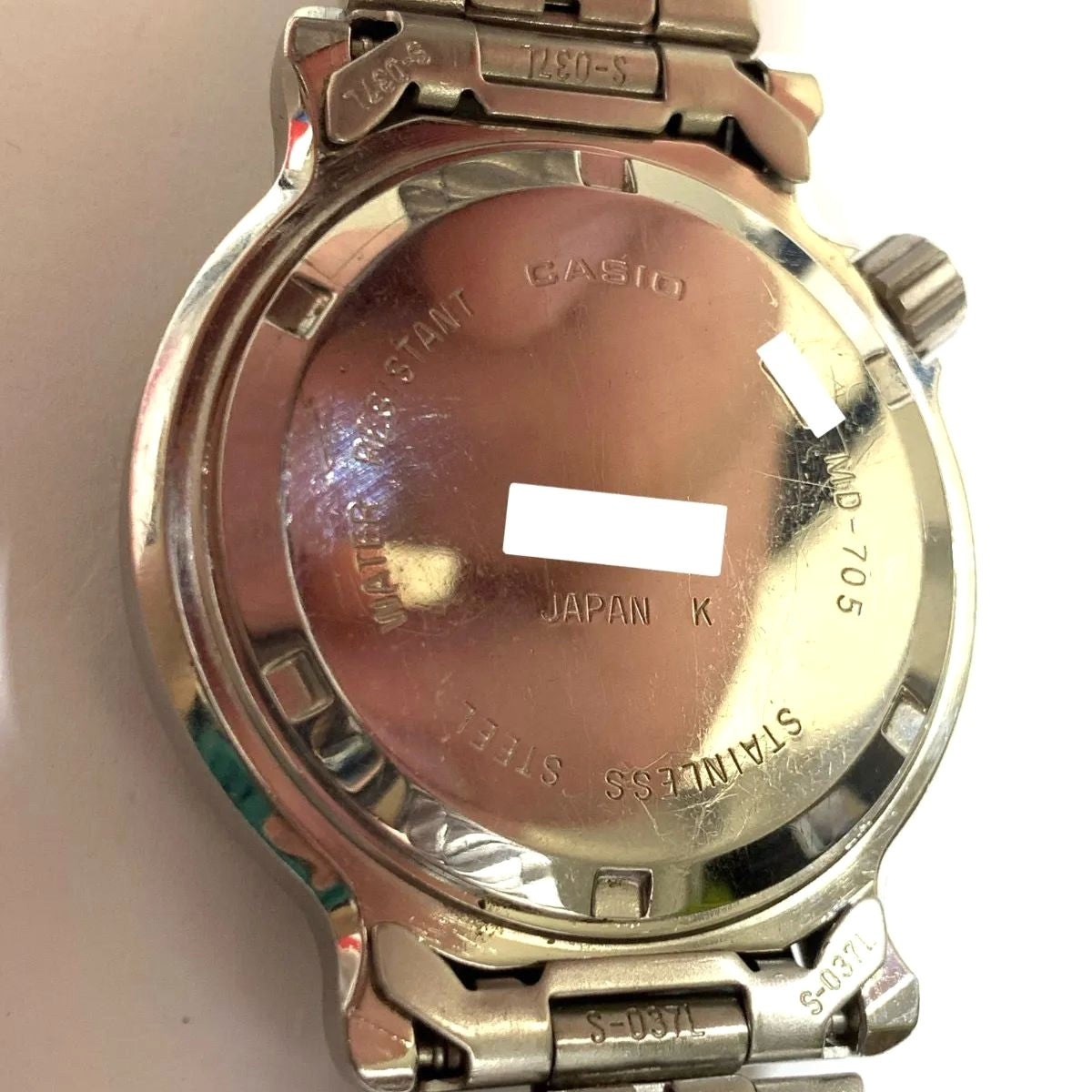 Casio MD-705 Quartz Diver Watch Day-Date 20 Bar Water Resist Silver Used Japan