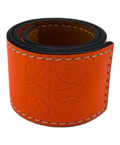 LOEWE Anagram Slap Bracelet Orange Leather Cuff Spain Made Pre-owned Accessory